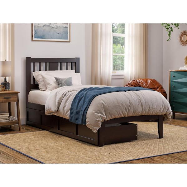 AFI Tahoe Espresso Twin Solid Wood Extra Long Storage Platform Bed with 2-Drawers