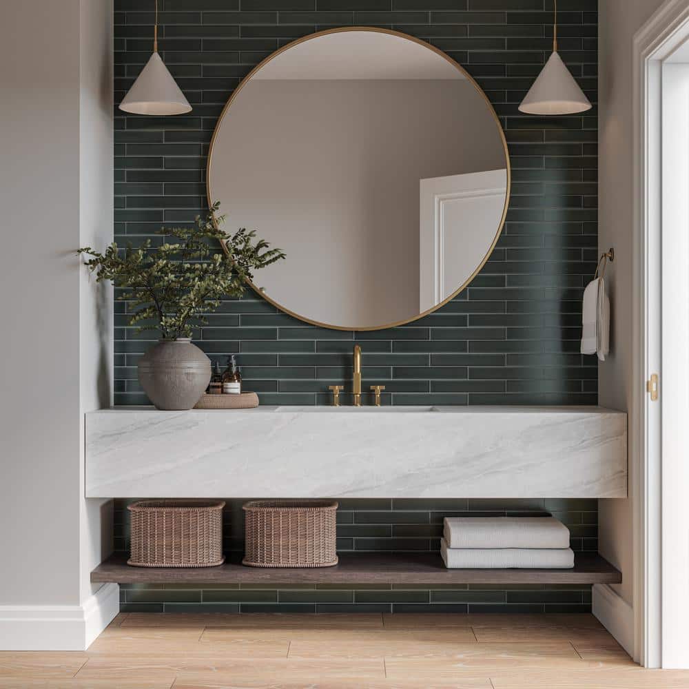 Dark Green Matte Glass Rectangle Wall & Floor Tile