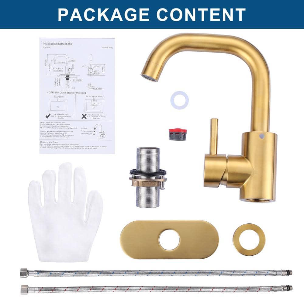Brushed Gold Stainless Steel Single Handle Bar Faucet