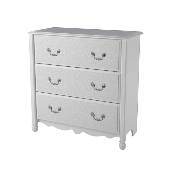 Ameriwood 3-Drawer Dresser in White Stipple