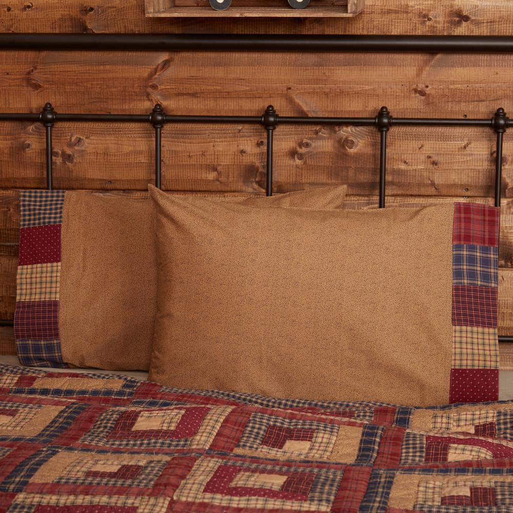 Millsboro Khaki Tan Patchwork Cotton Standard Pillowcase Set