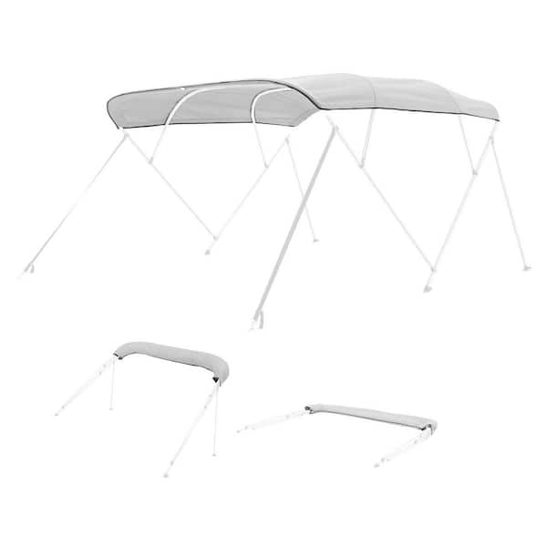 4 Bow Boat Bimini Tops, 600D Polyester Canopy, Water-Resistant and UV-Protection, 96 in. L x (97-103 in. )W, Light Grey