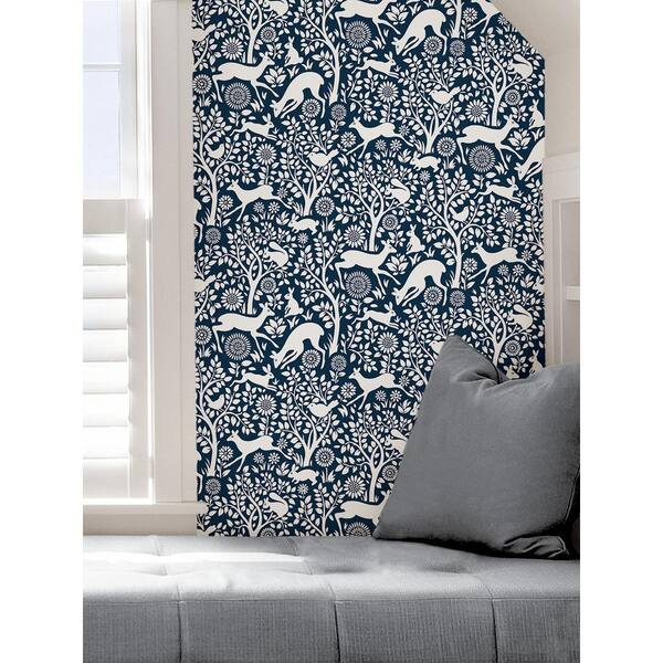 Roarsome! Wallpaper in Navy and White