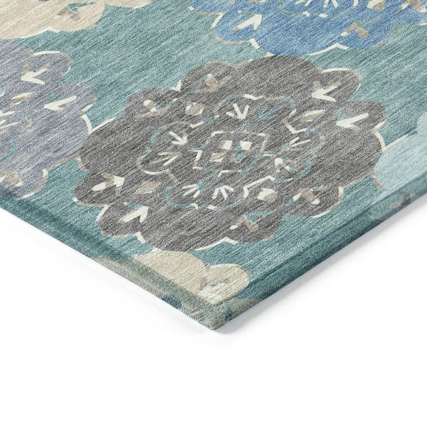 Chantille Machine Washable Indoor/Outdoor Abstract ACN2353 Teal 2 ft. x 3 ft. Accent Rug