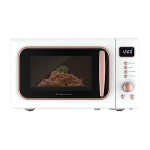 0.7 cu. ft. Retro Countertop Microwave Oven, 700 W in White with Rose-Gold Accents