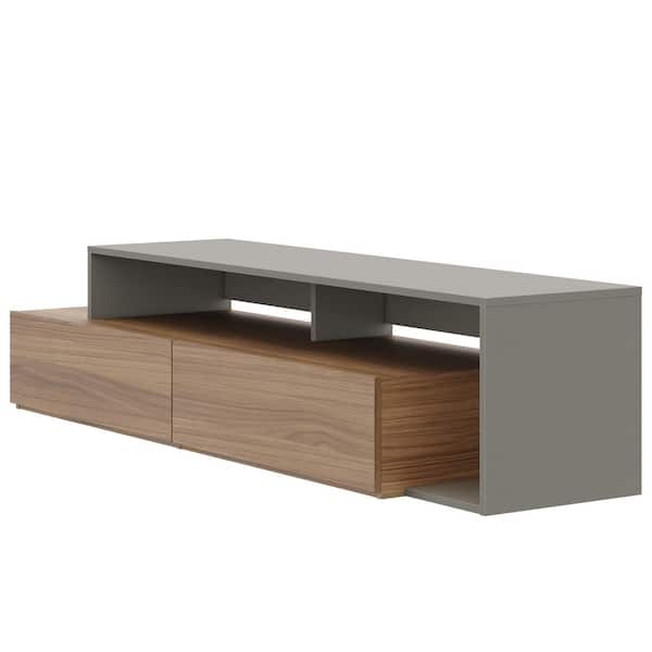 Nexera Tonik 72 in. Nutmeg and Greige TV Stand with 2-Drawers Fits