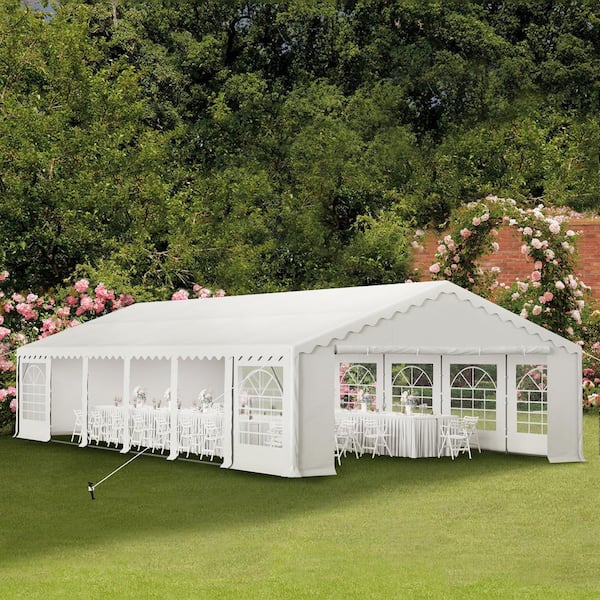 PHI VILLA 20 ft. x 40 ft. Large Outdoor Canopy Wedding Party Tent in White with Removable Side Walls