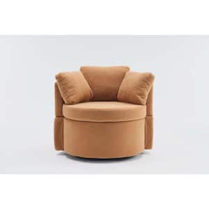 Khaki Teddy Fabric Swivel And Storage Chair With Back Cushion