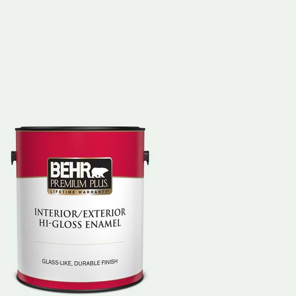 BEHR PREMIUM PLUS 1 gal. #W-D-500 Cascade White Hi-Gloss Enamel Interior/Exterior Paint