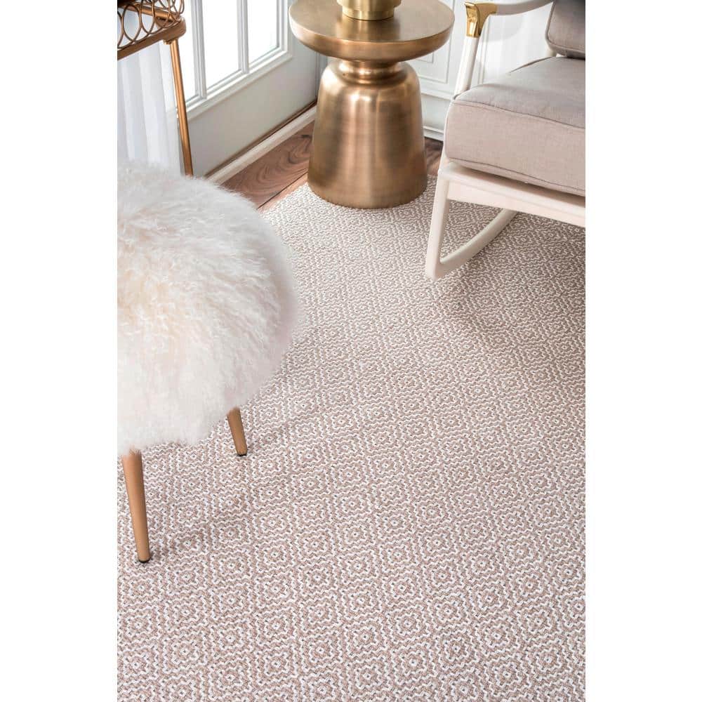 Taupe Geometric Cotton Hand Loomed 6' x 9' Area Rug