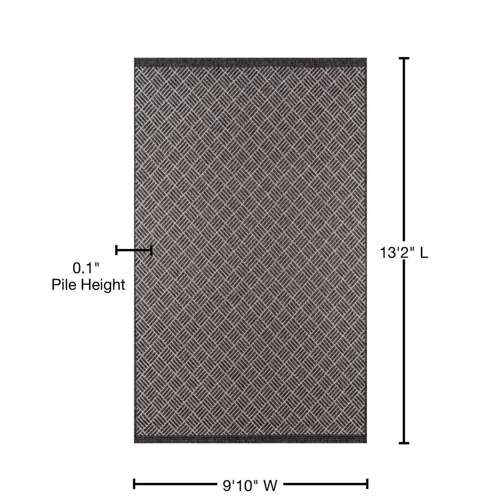 Charcoal Geometric Flat-Woven Synthetic 9'x13' Area Rug