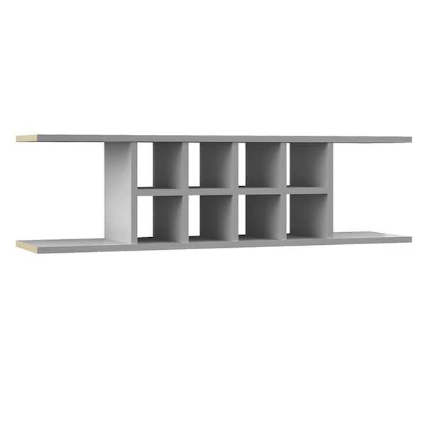 Hampton Bay Shaker 48 in. W x 11.25 in. D x 13.5 in. H Assembled Wall Shelf in Dove Gray with Configurable Shelves & Dividers