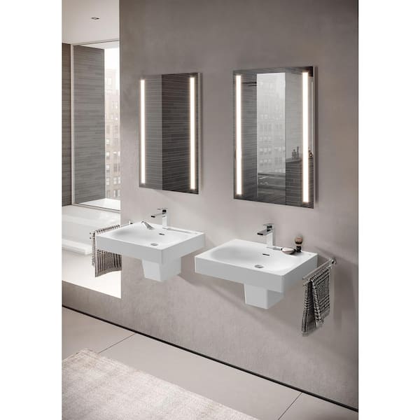Eurocube Alpine White Wall Mounted Fireclay Single-Hole Bathroom Vessel Sink