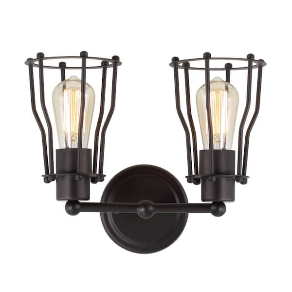 Florence 12.5 in. 2-Light Metal Oil Rubbed Bronze Vanity Light