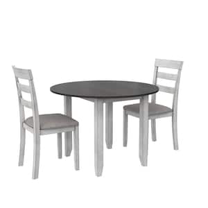 Jemima Drop Leaf Round 3-Piece Table and Chairs Set, Brown/Oyster