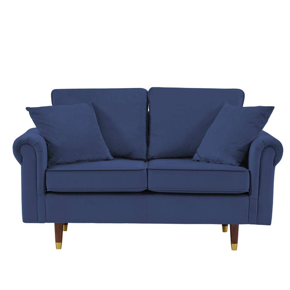 Utopia 4niture Mitz 29.53 in. Blue Velvet Loveseat Sofa with 2-Pillows (2  Seat) HAW588S00023 - The Home Depot