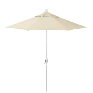 7.5 ft. Matted White Aluminum Market Patio Umbrella with Crank Lift and Push-Button Tilt in Khaki Pacifica Premium