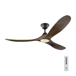 Maverick LED 60 in. Integrated LED Indoor/Outdoor Matte Black Ceiling Fan with Dark Walnut Blades with Remote Control