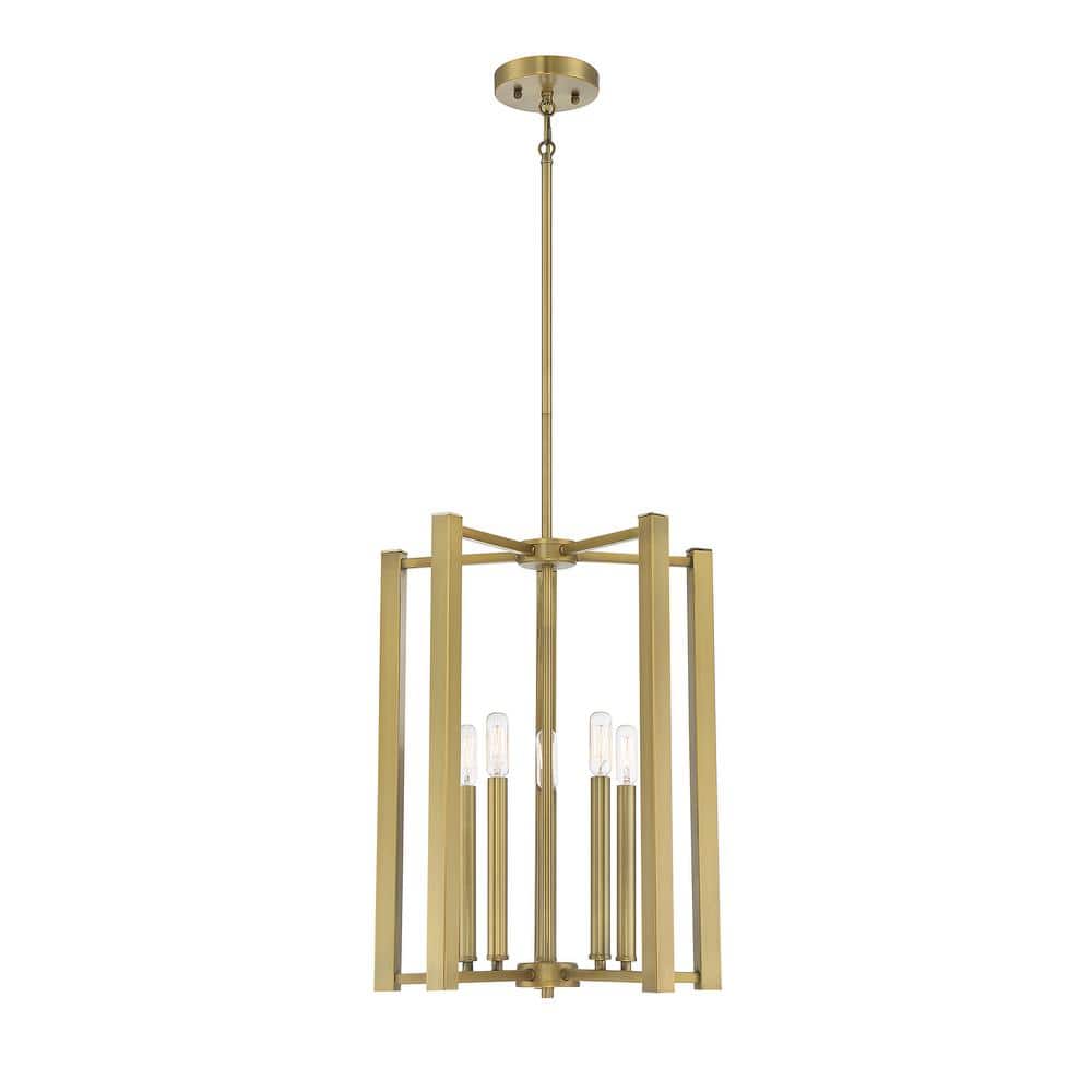 Benson Warm Brass 5-Light Lantern Pendant