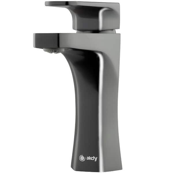 AKDY Single Hole Single-Handle Bathroom Faucet in Brushed Graphite Black