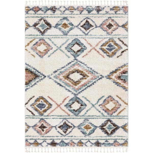 Well Woven Nala Anahita Moroccan Shag Ivory 7 ft. 10 in. x 9 ft. 10 in. Area Rug