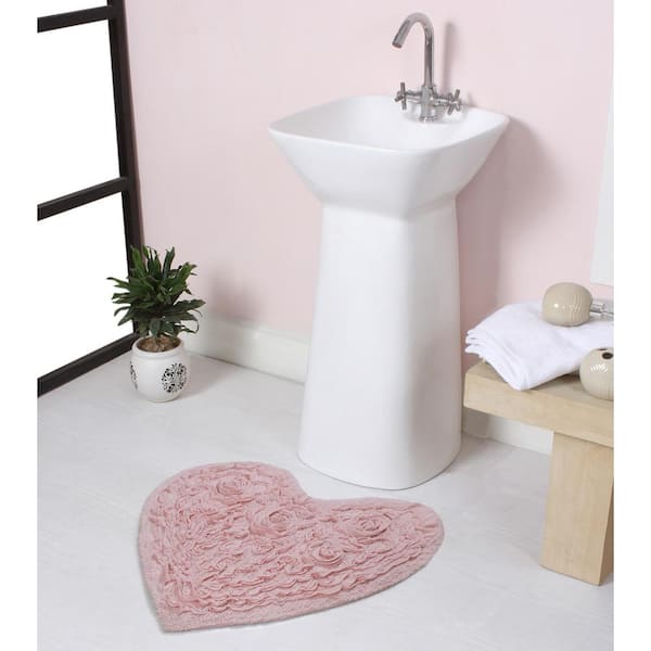 HOME WEAVERS INC Bell Flower Collection 100% Cotton Tufted Non-Slip Bath Rugs, 25 in. x25 in. , Pink