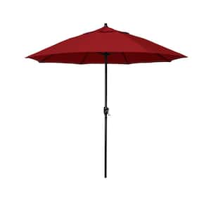 7.5 ft. Bronze Aluminum Market Patio Umbrella with Fiberglass Ribs and Auto Tilt in Red Olefin