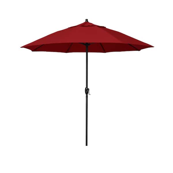 California Umbrella 7.5 ft. Bronze Aluminum Market Patio Umbrella with Fiberglass Ribs and Auto Tilt in Red Olefin