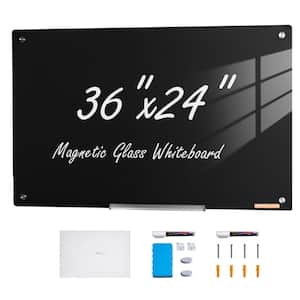 Magnetic Glass Whiteboard Dry Erase Board 36 in. x 24 in. Wall-Mounted Large White Glass board Frameless with an Eraser