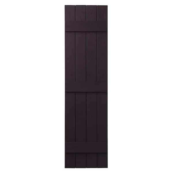 Ply Gem 15 in. x 59 in. Polypropylene 4-Board Closed Board and Batten Shutters Pair in Dark Berry