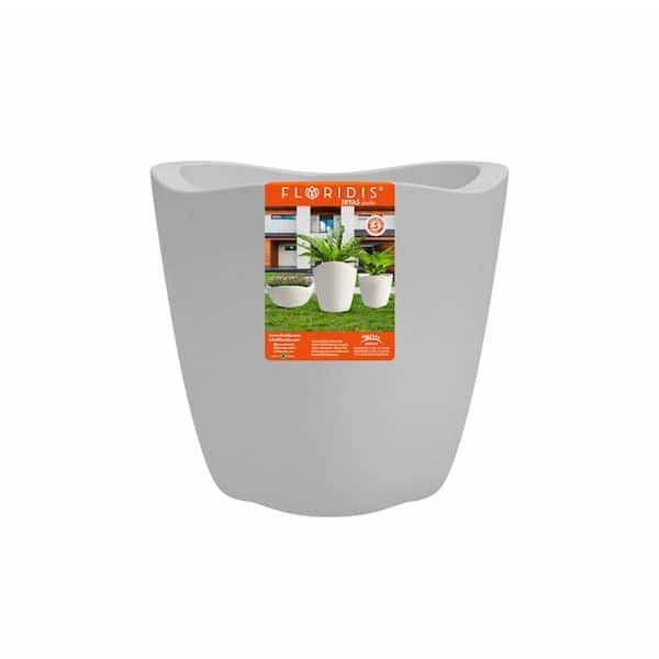 FLORIDIS 12 in. Tryas Medium Gray Plastic Decorative Pot (12.5 in. D x 12 in. H)