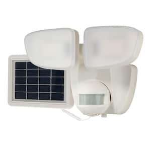 SLFS 180-Degree White Solar Powered Motion Activated Outdoor Integrated LED Flood Light 2000 Lumens