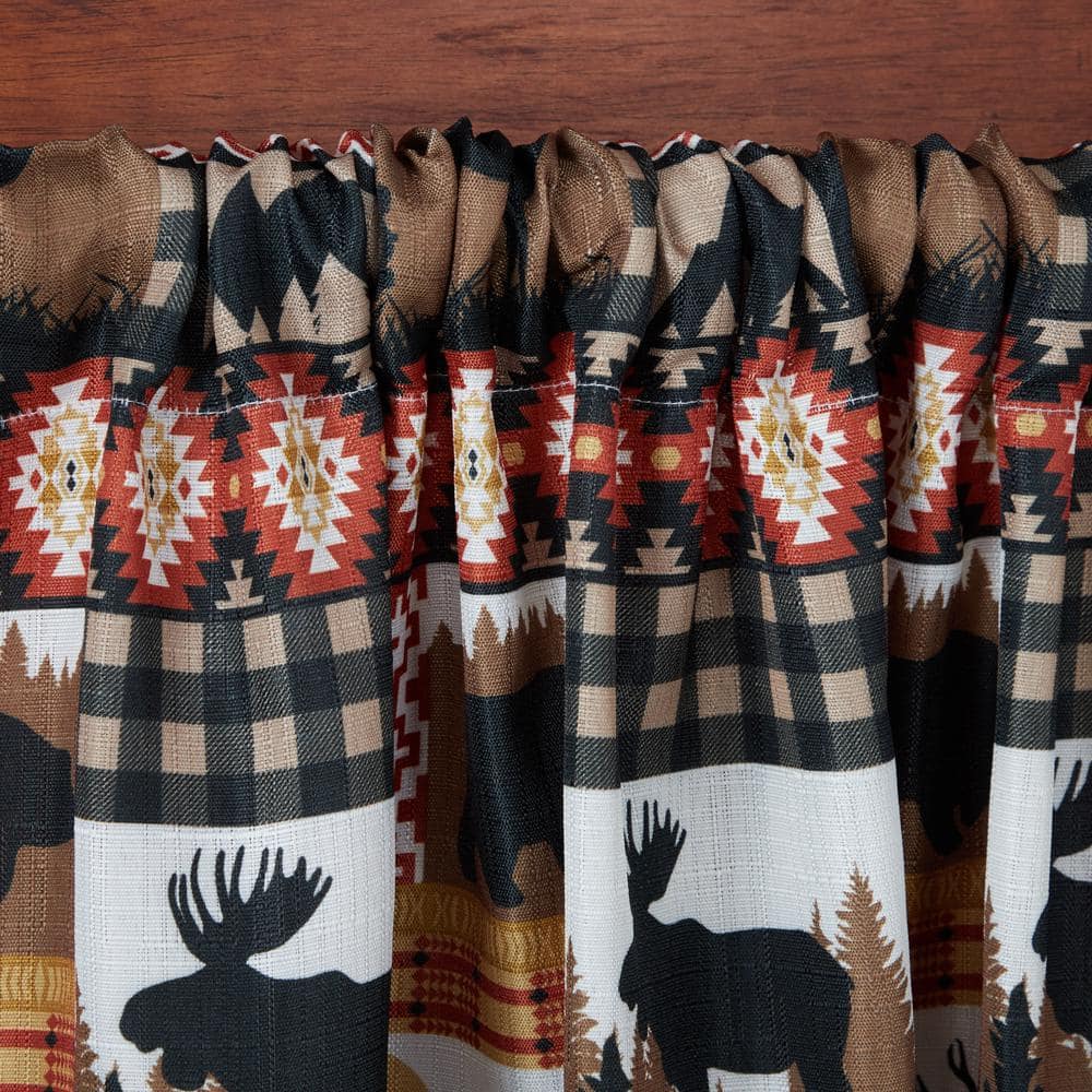 Green and Blue Rustic Plaid Moose Lodge Curtain Panel Pair