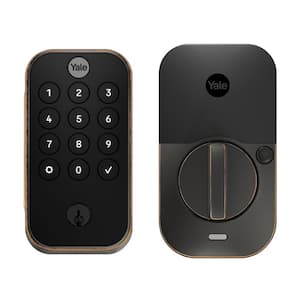 Smart Door Lock with Bluetooth and Pushbutton Keypad; Oil Rubbed Bronze