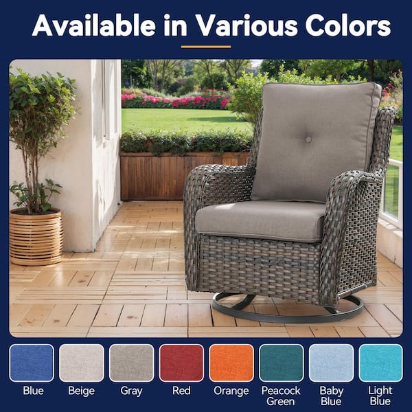 Modern 22 in. x 25 in. 2-Piece Deep Seating Outdoor Lounge Chair Cushion Set in Gray with Center Button (2-Piece)