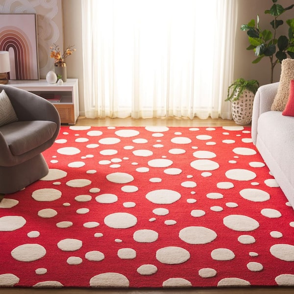 Cambridge 4 ft. x 6 ft. Red/Ivory High-Low Dots Area Rug