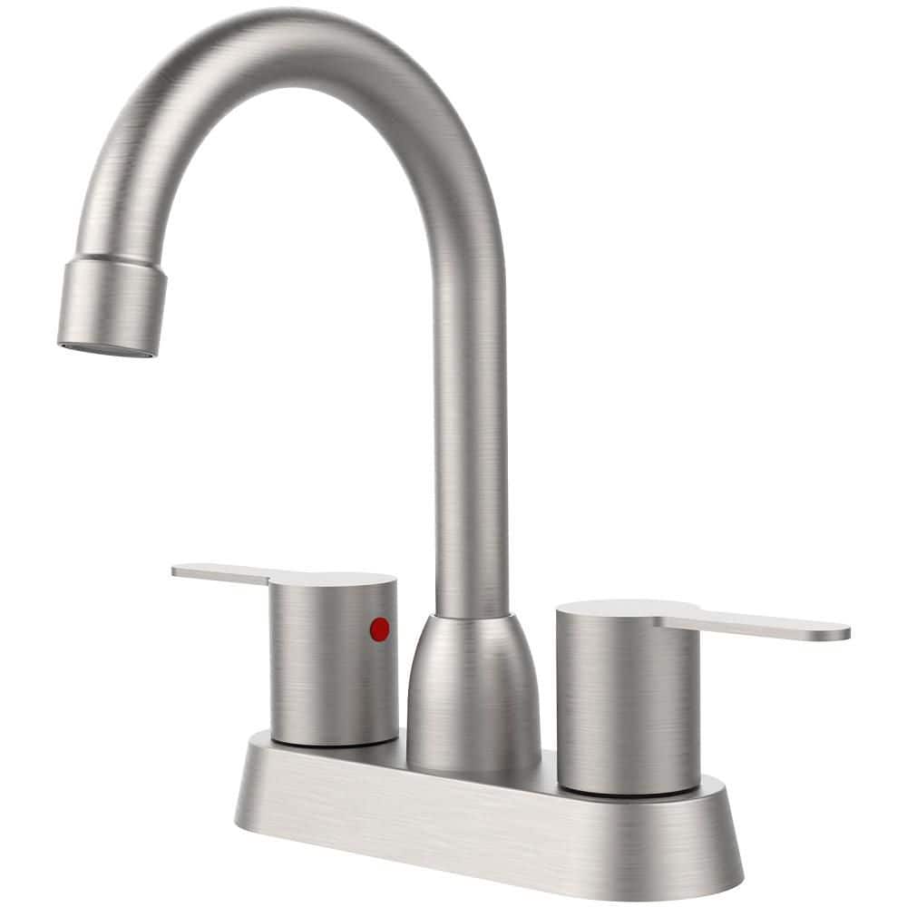 4 in. Centerset Double Handle 3 Hole High Arc Bathroom Sink Faucet in Brushed Nickel price history on PriceWatchPro