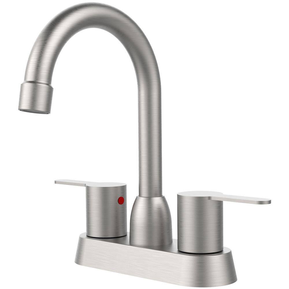 Kingston Brass Americana 4 In. Centerset 2-Handle Bathroom Faucet With Plastic Pop Up In Polished Brass Hgkb162
