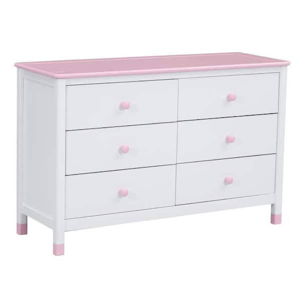 47 in. W x 17 in. D x 30 in. H White and Pink Linen Cabinet 