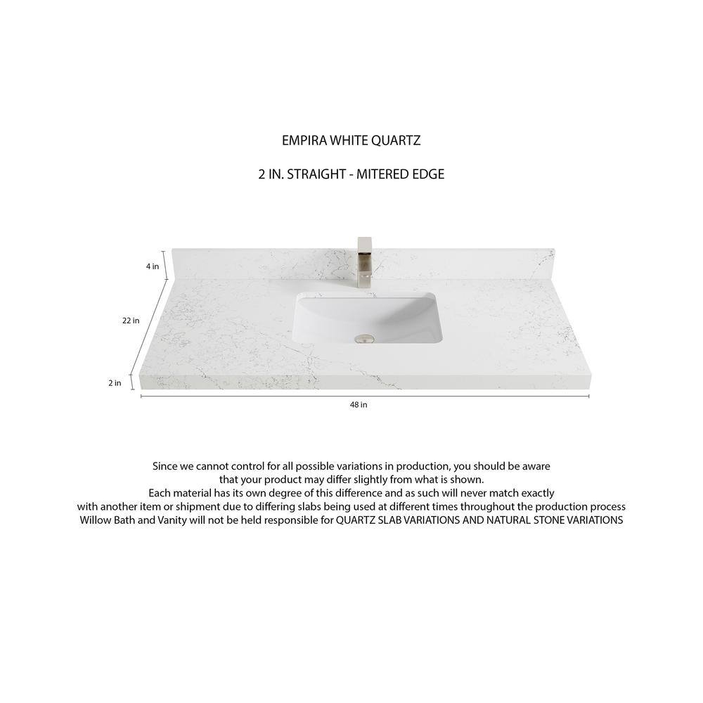 Aberdeen 48" Alabaster Single Sink Bath Vanity with Quartz Top