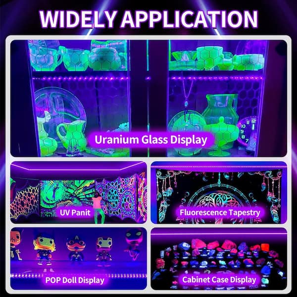 20 ft. Integrated LED Black Strip Light Fixture Flexible UV Blacklight for Indoor Fluorescent Party Stage and Room Decor