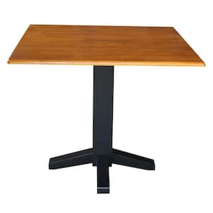 Black and Cherry Solid Wood Dropleaf Dining Table