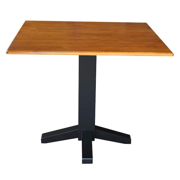 International Concepts Black and Cherry Solid Wood Dropleaf Dining Table