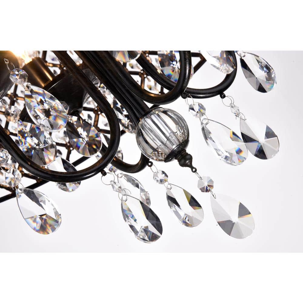 Antique Black Crystal Drum Shade 4-Light Chandelier