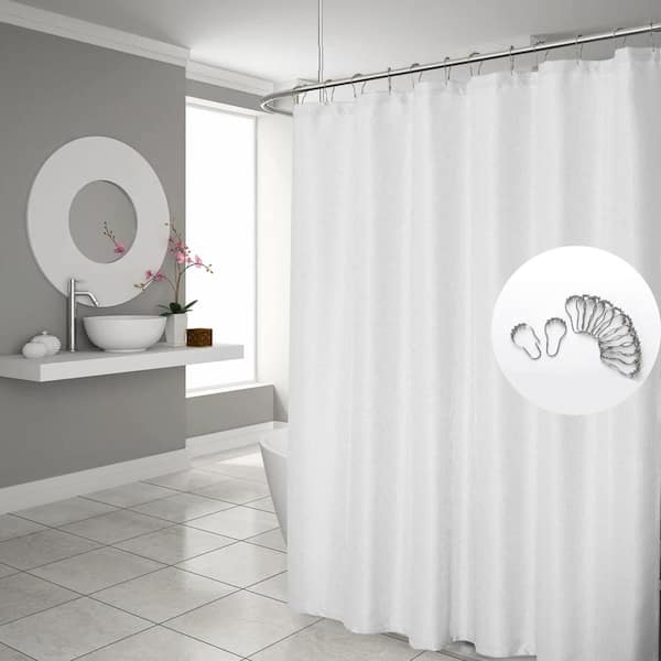 Dainty Home Shower Curtain Hotel White Shower Curtain Bathroom Curtain Shower Curtain Set With 12 Hooks 70 X 72 Long Shower Curtains