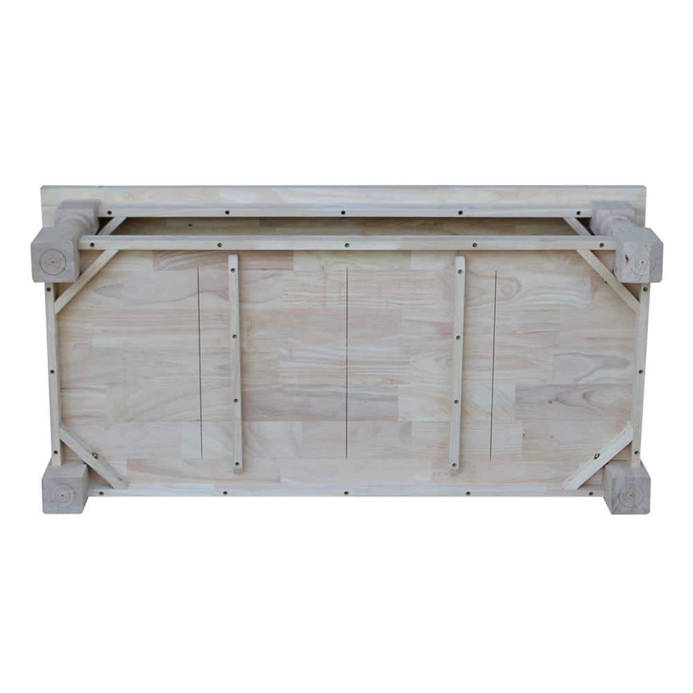 Tuscan Unfinished Solid Parawood Rectangular Coffee Table