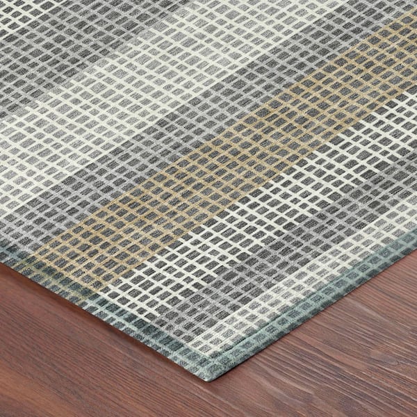 Chantille Machine Washable Indoor/Outdoor Abstract ACN2530 Gray 8 ft. x 8 ft. Round Rug