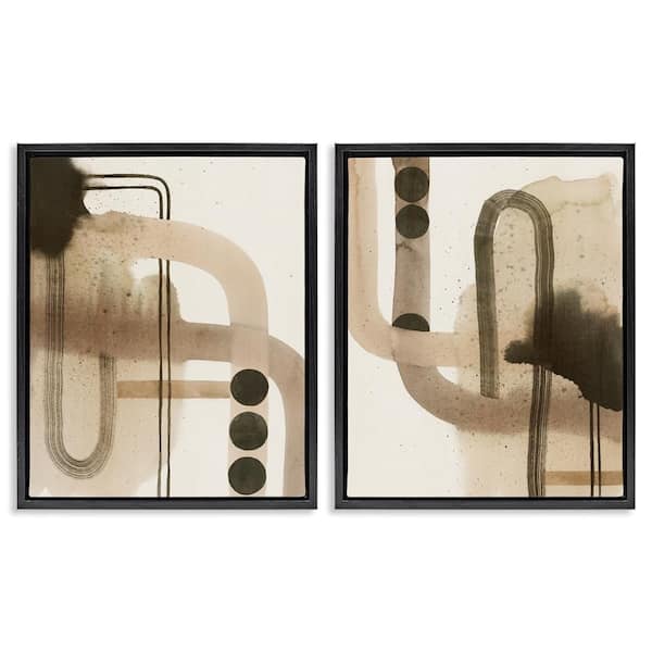 Stupell Industries Midcentury Curved Arches by Grace Popp 2 Pieces Black Floater Frame Abstract Graphic Art Print 31 in. x 25 in.