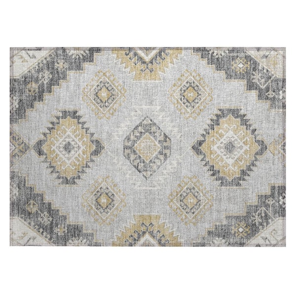 Chantille Machine Washable Indoor/Outdoor Abstract ACN3011 Silver 2 ft. x 3 ft. Accent Rug