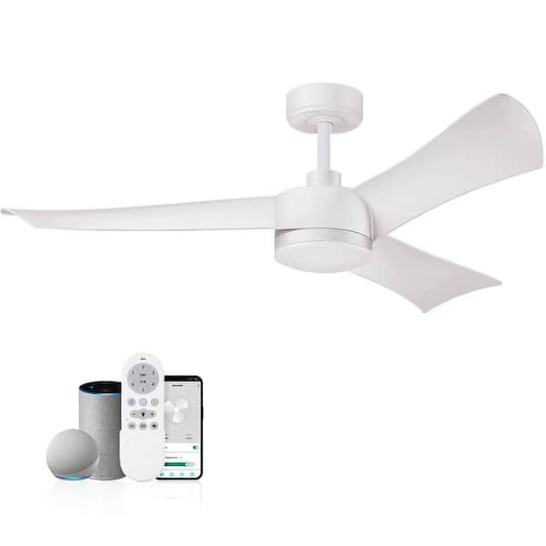 REDIAMS 54 in. Smart Outdoor Indoor White Ceiling Fans wiht Lights and Remote, WIFI Alexa App Workable, Quiet DC Motor, 6-Speeds